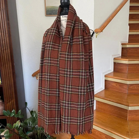 Uniqlo x Ines Dela Fressange Blanket Brown Plaid Woold Blend - Picture 1 of 14